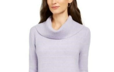Suéter feminino de lurex com gola alta estilo &amp; co, roxo, tamanho XXG