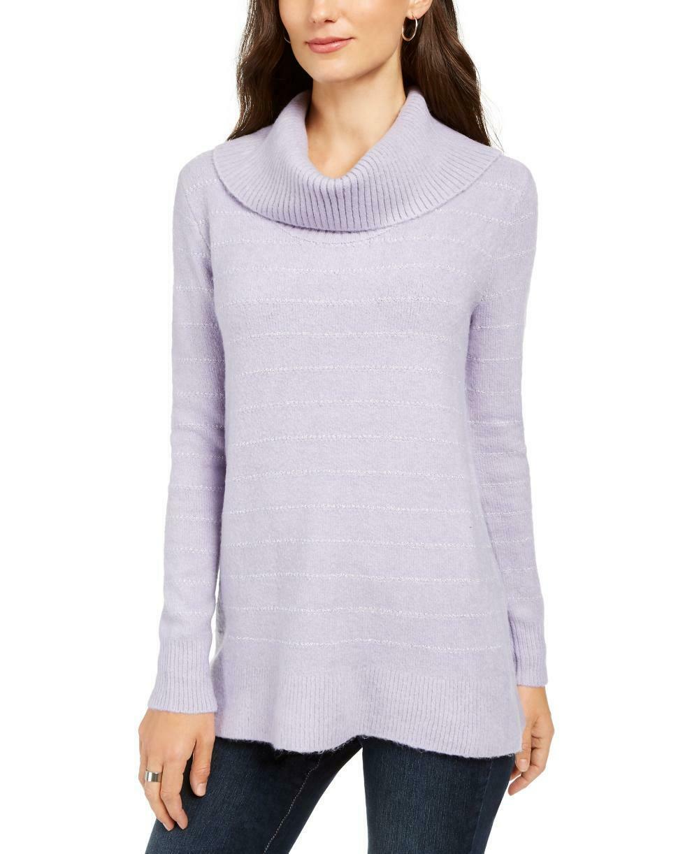 Suéter feminino de lurex com gola alta, roxo, tamanho médio, da Style &amp; Co