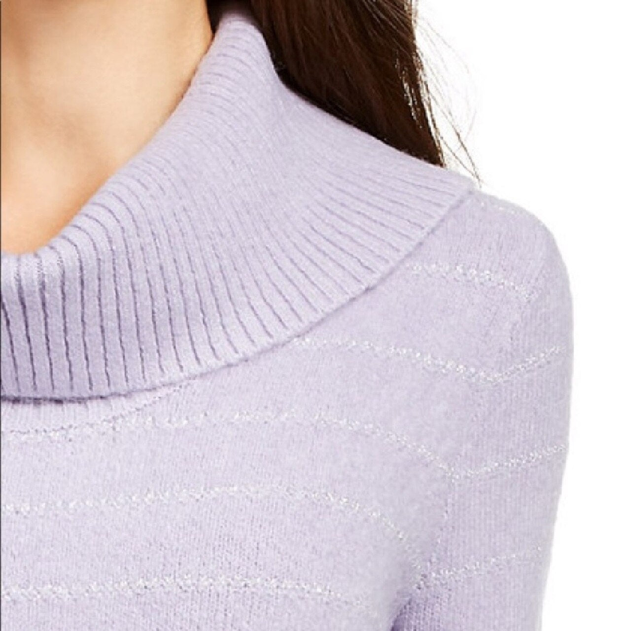 Suéter feminino de lurex com gola alta, roxo, tamanho médio, da Style &amp; Co