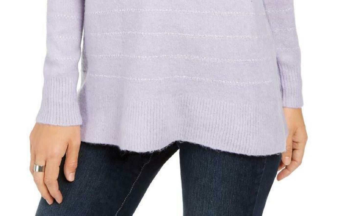 Suéter feminino de lurex com gola alta, roxo, tamanho médio, da Style &amp; Co