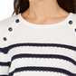 Charter Club Blusa feminina listrada com botões e ombros de fora, branca, tamanho X-G