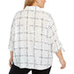 Blusa feminina Alfani Plus com estampa e mangas amarradas, branca, tamanho 1X