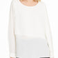 Blusa feminina Alfani com sobreposição assimétrica, tamanho médio, cor marfim
