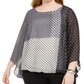 Blusa feminina Alfani Plus Size com estampa de manga anjo e bolhas, azul marinho, tamanho 0X