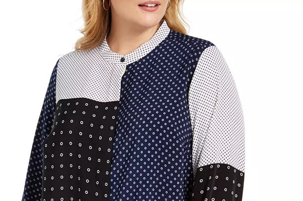 Blusa túnica feminina Alfani plus size com estampa mista e argolas lineares tamanho OX