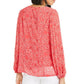 Blusa feminina Alfani com estampa de manga plissada, rosa, tamanho pequeno