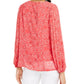 Blusa feminina Alfani com estampa de manga plissada, rosa, tamanho X-S
