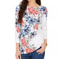 Blusa feminina Charter Club com estampa floral de bolinhas, branca, tamanho pequeno