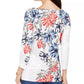Blusa feminina Charter Club com estampa floral de bolinhas, branca, tamanho pequeno