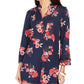 Túnica feminina Charter Club com estampa floral e decote dividido, tamanho extra pequeno, azul, Cmb