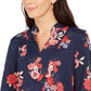 Túnica feminina Charter Club com estampa floral e decote dividido, tamanho extra pequeno, azul, Cmb