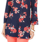 Túnica feminina Charter Club com estampa floral e decote dividido, tamanho extra pequeno, azul, Cmb