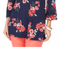 Túnica feminina Charter Club com estampa floral e decote dividido, azul, tamanho médio