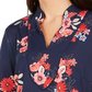 Túnica feminina Charter Club com estampa floral e decote dividido, azul, tamanho pequeno