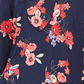 Túnica feminina Charter Club com estampa floral e decote dividido, azul, tamanho pequeno