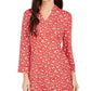 Túnica feminina com estampa floral e decote aberto, tamanho extra grande, vermelha, Charter Club
