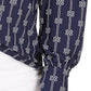 Charter Club Top feminino estampado com decote aberto, tamanho pequeno, azul, tamanho grande