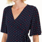 Blusa envolvente estampada com mangas esvoaçantes Charter Club feminina, azul, tamanho pequeno