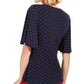 Blusa envolvente estampada com mangas esvoaçantes Charter Club feminina, tamanho grande, azul