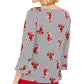 Blusa feminina Charter Club estampada com mangas franzidas, cinza, tamanho XX-G
