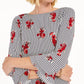 Blusa feminina Charter Club estampada com mangas franzidas, cinza, tamanho XX-G