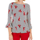 Blusa feminina estampada com mangas franzidas Charter Club, tamanho extra grande, branca