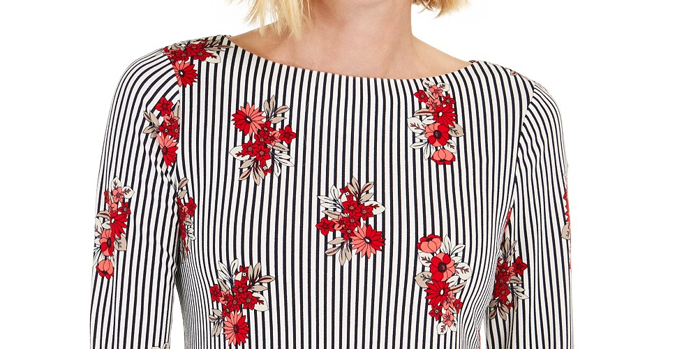 Blusa feminina estampada com mangas franzidas Charter Club, tamanho extra grande, branca