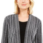 Cardigan metálico feminino JM Collection Petite com aparência em camadas, tamanho pequeno, preto