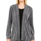 Cardigan metálico feminino JM Collection Petite com aparência em camadas, preto, tamanho pequeno grande