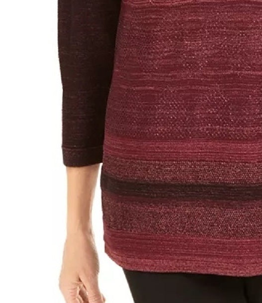 JM Collection Suéter Feminino Metálico com Ombro Caído e Costura Preto Tamanho Grande