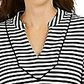 Blusa feminina listrada Charter Club com manga 3/4, preta, tamanho pequeno
