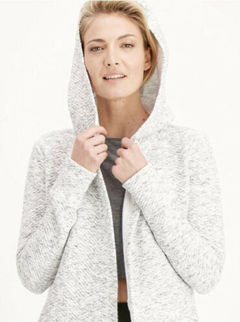 Casaco de lã feminino Ideology com frente aberta e mesclado, tamanho X-S