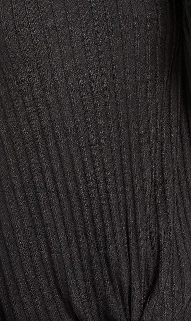 Suéter feminino canelado com nó INC International Concepts, preto, tamanho pequeno