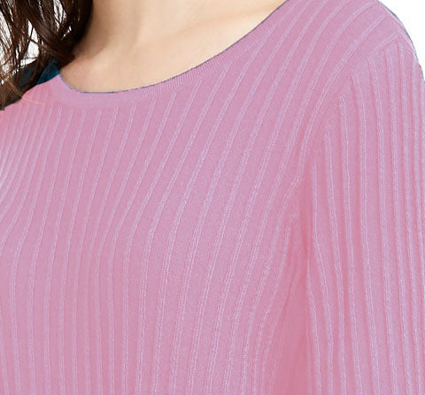 Suéter feminino canelado com nó INC International Concepts, rosa, tamanho grande