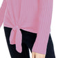 Suéter feminino canelado com nó INC International Concepts, rosa, tamanho grande