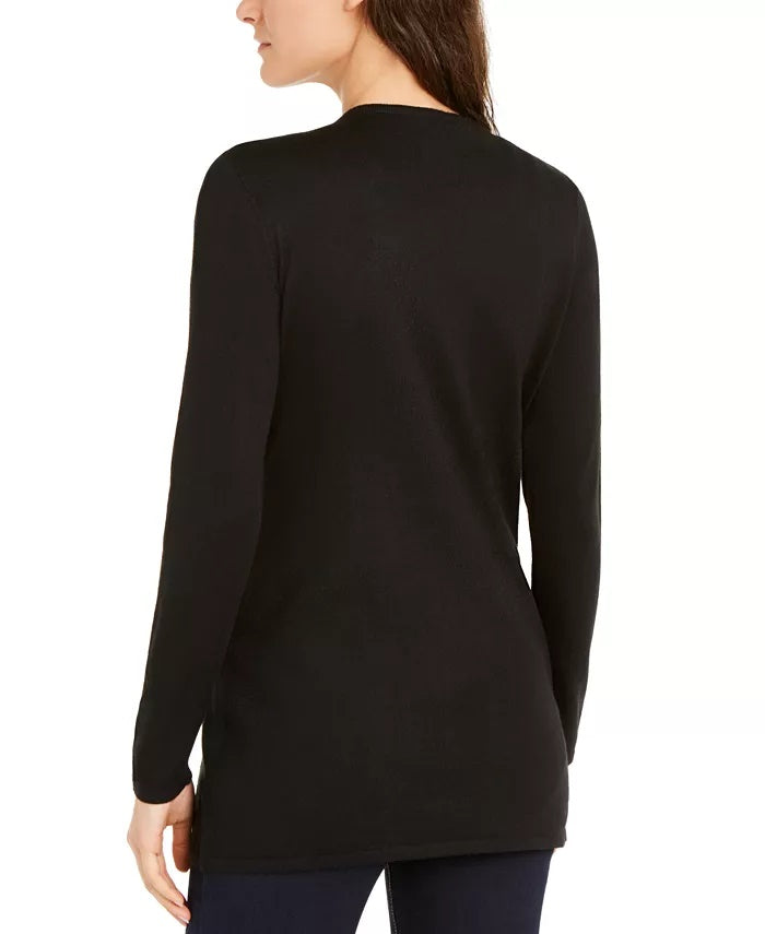 Suéter feminino com detalhe de corrente INC International Concepts, preto, tamanho médio