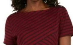 Karen Scott Top Listrado Assimétrico Feminino Vermelho Tamanho Grande