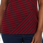 Karen Scott Top assimétrico listrado feminino vermelho tamanho médio