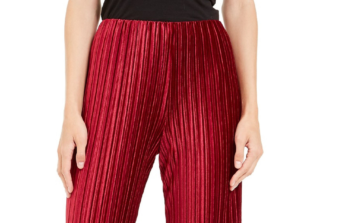 Calça feminina Alfani de veludo com perna larga, tamanho extra grande, vinho