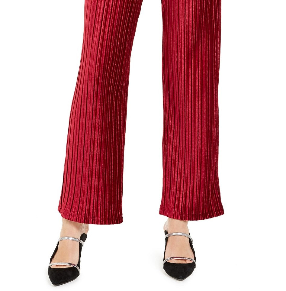 Calça feminina Alfani de veludo com perna larga, vinho, tamanho pequeno