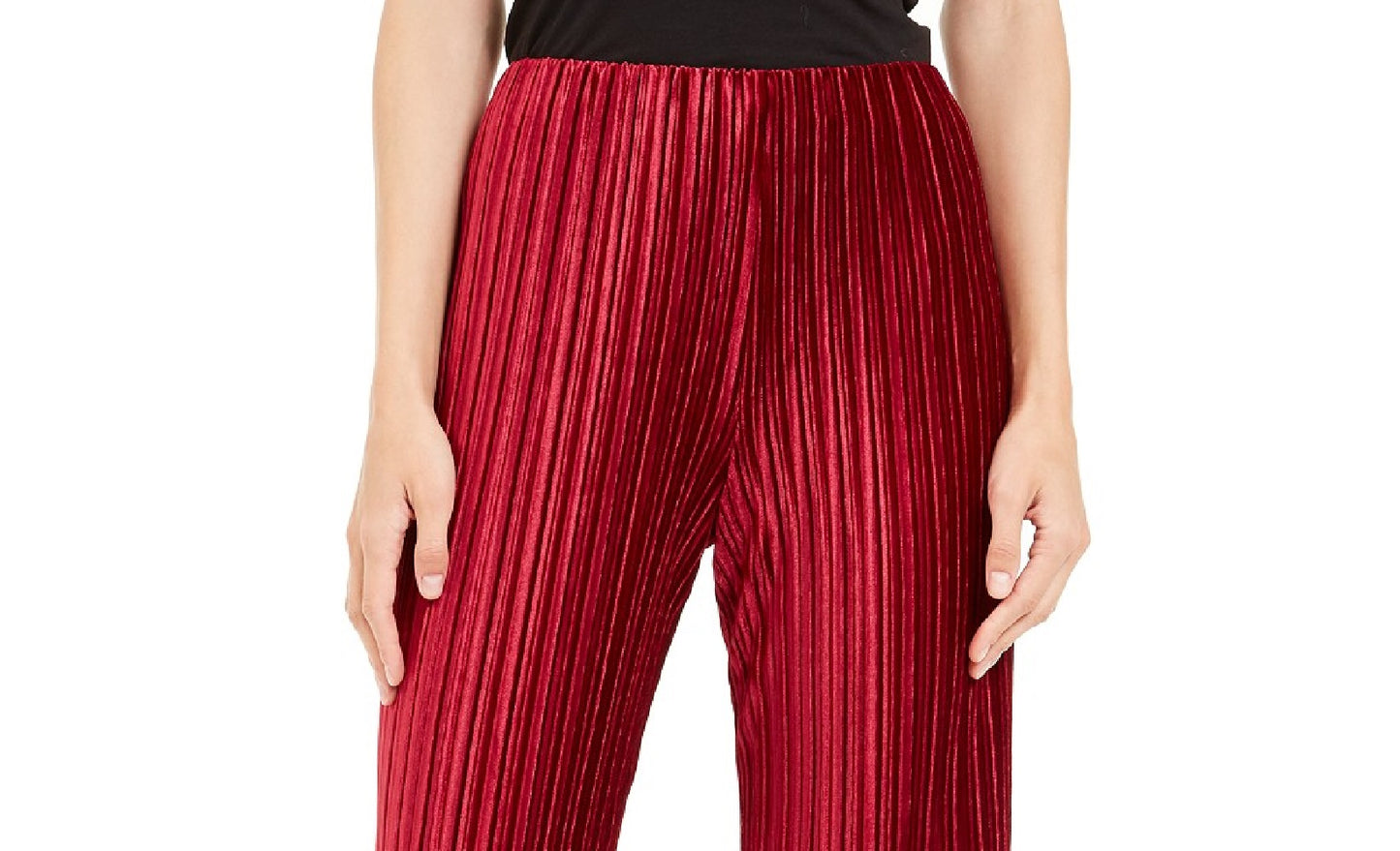 Calça feminina Alfani de veludo com perna larga, tamanho médio, vinho