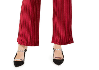 Calça feminina Alfani de veludo com perna larga, tamanho médio, vinho