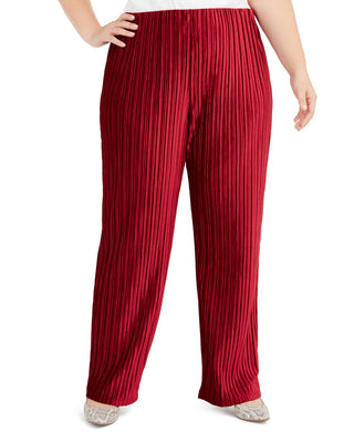 Calça feminina Alfani Plus Size de veludo com perna larga, tamanho extra grande, vermelha