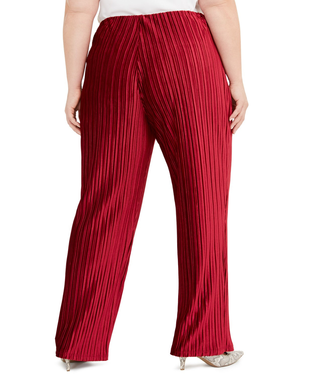 Calça feminina Alfani Plus Size de veludo com perna larga, tamanho extra grande, vermelha