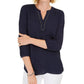 Túnica feminina com decote aberto JM Collection, azul, tamanho médio