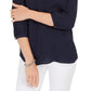 Túnica feminina com decote aberto JM Collection, azul, tamanho médio