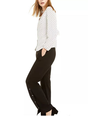 Calça feminina Alfani com rebites e pernas largas, preta, tamanho grande