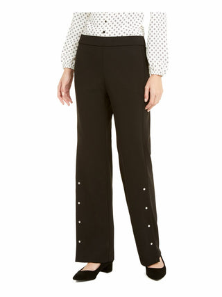 Calça feminina Alfani com rebites e perna larga, preta, tamanho P