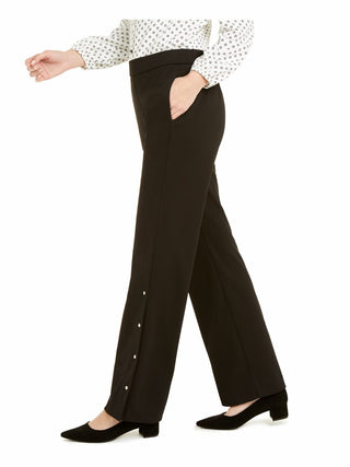 Calça feminina Alfani com rebites e perna larga, preta, tamanho P