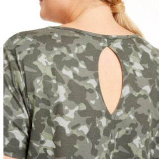 Top estampado plus size feminino Ideology Keyhole, verde, tamanho 2, extra grande